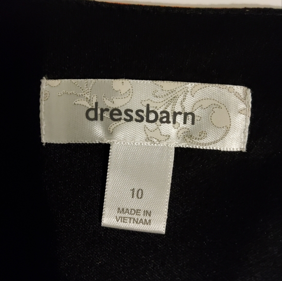 DRESSBARN ORANGE/BLACK FIT & FLARE ASYMMETRICAL SURPLICE SLEEVELES SZ 10 - Picture 8 of 10